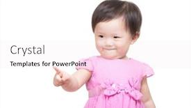  Presentation with finger point - Beautiful PPT layouts featuring asia baby girl finger point backdrop and a sky blue colored foreground