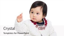  Presentation with baby girl - Theme with asia baby girl looking at her finger background and a white colored foreground