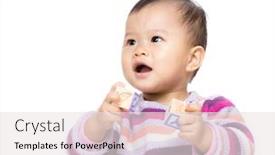  Presentation with baby toy - Presentation theme featuring asia baby girl play toy block background and a sky blue colored foreground