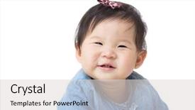  Presentation with baby smile - PPT theme having asia baby girl smile background and a light gray colored foreground