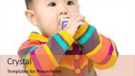  Presentation with baby toy - Amazing PPT layouts having asia baby girl suck wooden toy block backdrop and a gold colored foreground