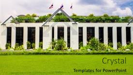  Presentation with botany - Cool new presentation theme with asia-botanic-garden-building-exterior backdrop and a gold colored foreground