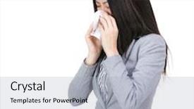  Presentation with asia - Presentation theme featuring asia businesswoman sneeze background and a light gray colored foreground