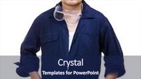  Presentation with asia - Presentation theme featuring asia construction worker isolated background and a navy blue colored foreground