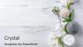  Presentation with treatment - Presentation theme with asia flower - composition of spa treatment background and a light gray colored foreground