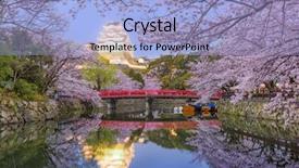  Presentation with castle - Slides with asia flower - himeji japan at himeji castle background and a light blue colored foreground
