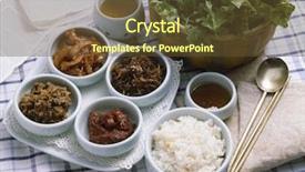  Presentation with korean food - Audience pleasing theme consisting of asia food - korean cuisine backdrop and a tawny brown colored foreground