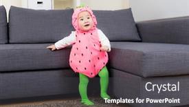  Presentation with pretend - Slides with asia girl pretend to be strawberry background and a dark gray colored foreground