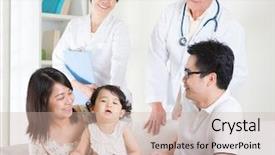  Presentation with consult - Theme consisting of asia health - toddler cries after consult family background and a soft green colored foreground