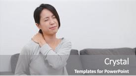  Presentation with shoulder pain - PPT theme with asia health - woman feeling tired and shoulder background and a gray colored foreground
