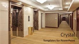  Presentation with interior - Presentation theme with asia hotel - modern corridor interior image background and a gold colored foreground