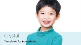  Presentation with asia - PPT theme having asia little boy smile background and a cyan colored foreground