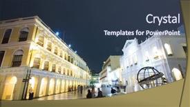  Presentation with square - Colorful presentation theme enhanced with asia macao - largo do senado senado square backdrop and a tawny brown colored foreground