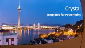  Presentation with city night - Slide deck consisting of asia macao - macau city at night background and a teal colored foreground