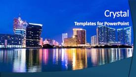  Presentation with asia - Slide set featuring asia macao - macau night background and a cobalt blue colored foreground