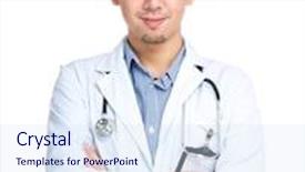  Presentation with asia - Cool new slide set with asia-male-doctor backdrop and a sky blue colored foreground