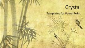  Presentation with antique paper texture - Cool new presentation theme with asia pacific - bamboo on old grunge antique backdrop and a yellow colored foreground