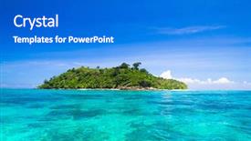  Presentation with paradise island - Cool new PPT layouts with asia pacific - blue paradise desert island backdrop and a cobalt blue colored foreground