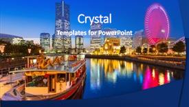  Presentation with japan obi - Beautiful PPT layouts featuring asia pacific - cityscape of yokohama city backdrop and a cobalt blue colored foreground