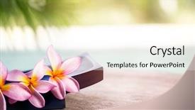  Presentation with wellness - Colorful presentation theme enhanced with asia pacific - frangipani tropical spa flower spa backdrop and a cream colored foreground