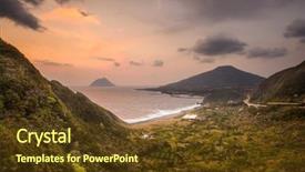  Presentation with pacific island - Amazing slide set having asia pacific - hachijojima island japan coastal landscape backdrop and a tawny brown colored foreground