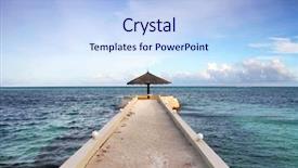  Presentation with pacific - Colorful theme enhanced with asia pacific - maldivian umbrella quay backdrop and a light blue colored foreground