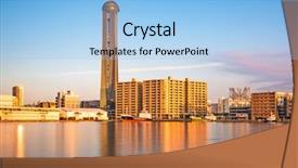  Presentation with japan tech - Amazing PPT theme having asia pacific - shimonoseki japan waterfront skyline backdrop and a light blue colored foreground