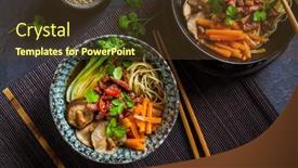  Presentation with ramen - Beautiful slide deck featuring asia-style-ramen-soup backdrop and a tawny brown colored foreground