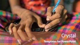  Presentation with tableware - Audience pleasing PPT layouts consisting of asia trade - burmese woman working backdrop and a red colored foreground