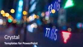  Presentation with stock market - Slide deck having asia trade - display of stock market quotes background and a navy blue colored foreground