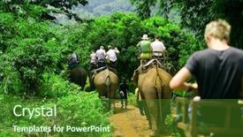  Presentation with rides - Presentation theme with asia travel - tourist group rides background and a forest green colored foreground