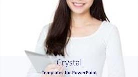  Presentation with asia - Amazing PPT layouts having asia-woman-holding-with-tablet backdrop and a sky blue colored foreground