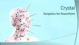  Presentation with acupuncture - Slide deck with asian acupuncture figure over blue with copy space background and a cool aqua colored foreground