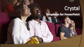  Presentation with comedy - PPT layouts enhanced with asian american audience - couple in cinema watching comedy background and a wine colored foreground