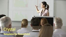  Presentation with conference - Audience pleasing slide deck consisting of asian american audience - young businesswoman delivering presentation backdrop and a tawny brown colored foreground