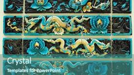  Presentation with chinese dragon - Amazing presentation theme having asian art - ancient chinese porcelain mosaic backdrop and a ocean colored foreground