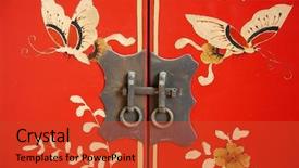  Presentation with simple door lock system - PPT theme consisting of asian art - beautiful decor lock background and a red colored foreground