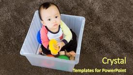  Presentation with baby - PPT theme having asian baby boy playing inside background and a tawny brown colored foreground