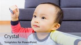  Presentation with baby smile - Beautiful presentation theme featuring asian baby boy smile backdrop and a light blue colored foreground