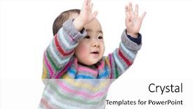  Presentation with baby - Colorful PPT theme enhanced with asian baby boy two hands backdrop and a  colored foreground