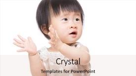  Presentation with baby girl - Presentation design featuring asian baby girl clapping hand background and a lemonade colored foreground
