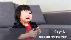  Presentation with baby crying - Presentation theme having asian baby girl crying background and a dark gray colored foreground