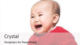  Presentation with crying baby - Amazing PPT theme having asian baby girl crying backdrop and a white colored foreground