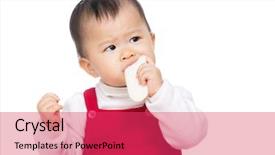  Presentation with biscuit - Beautiful theme featuring asian baby girl eating biscuit backdrop and a red colored foreground