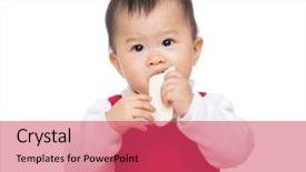  Presentation with biscuit - Slide set consisting of asian baby girl eating biscuit background and a red colored foreground