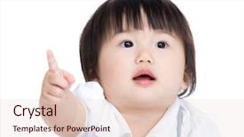  Presentation with finger point - Colorful PPT layouts enhanced with asian baby girl finger point forward backdrop and a lemonade colored foreground