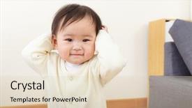  Presentation with baby girl - PPT layouts featuring asian baby girl hand cover background and a lemonade colored foreground