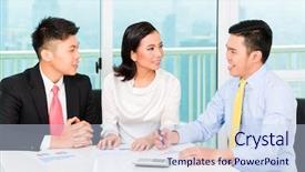  Presentation with insurance - Colorful slide deck enhanced with asian banker selling insurance backdrop and a sky blue colored foreground