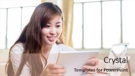  Presentation with study - Colorful presentation design enhanced with asian beautiful female student study backdrop and a  colored foreground