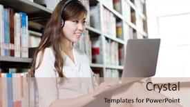  Presentation with female college student for health check up - PPT theme consisting of asian beautiful female student studying background and a mint green colored foreground